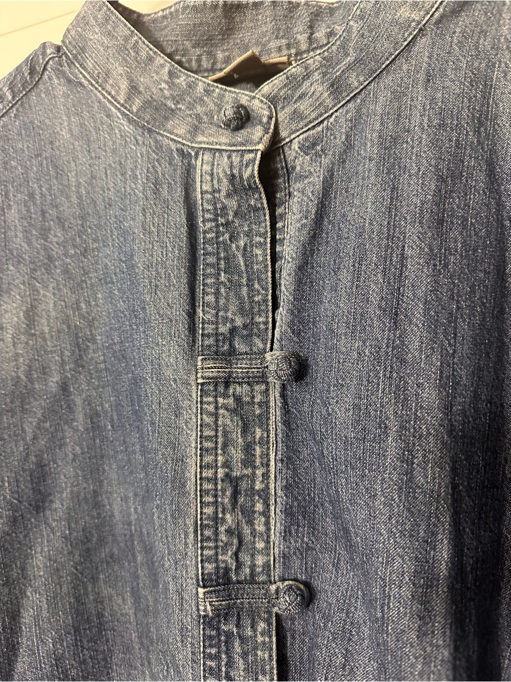 J. Jill Vintage Dark Wash Denim Button-Front Tunic 100% Cotton Size L Oversized - Picture 7 of 8